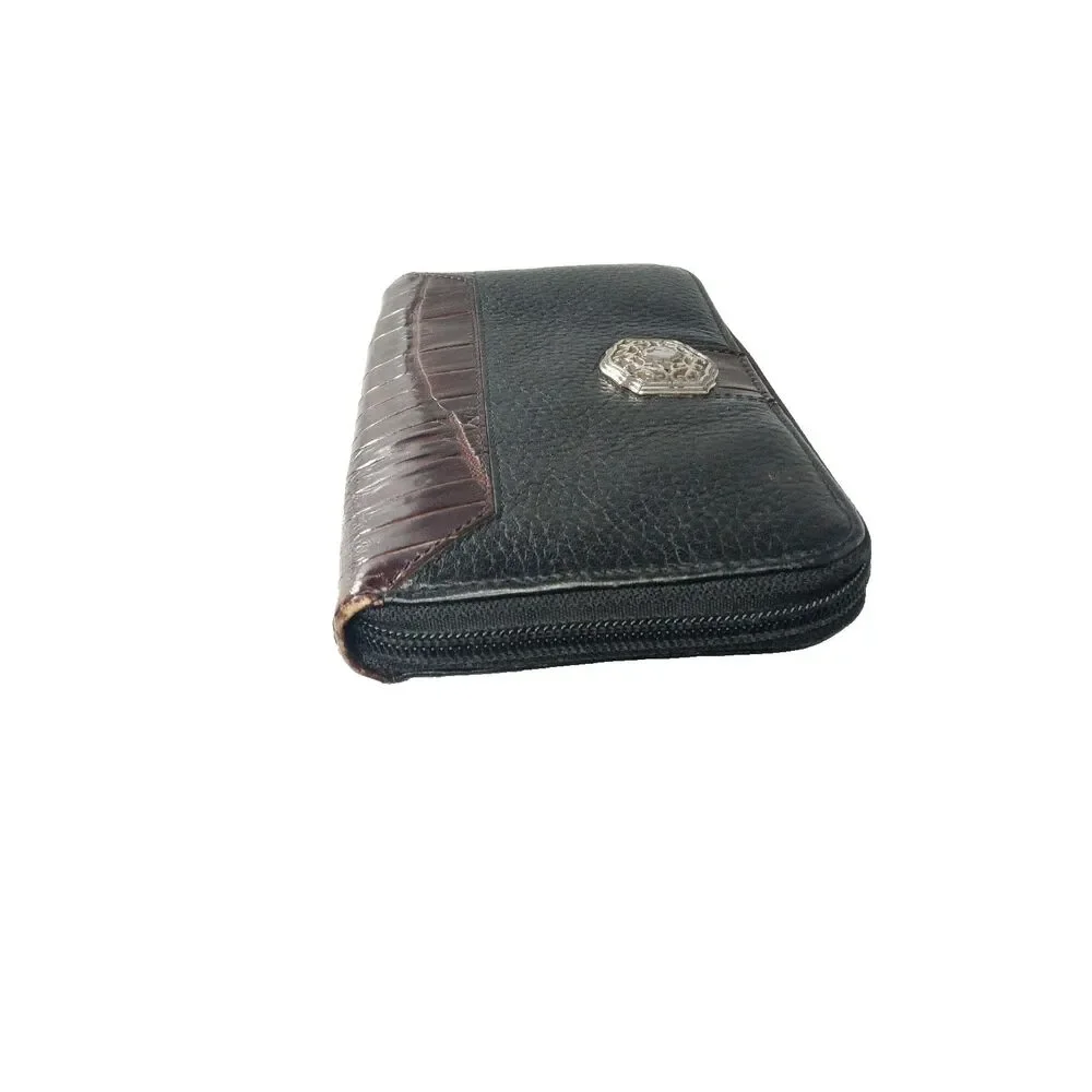 Vintage Brighton Wallet All Weather Leather Black & Brown